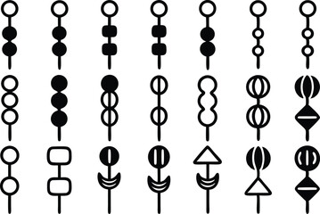 Outline icon set of skewers for food and drink design isolated on transparent background