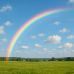 Obraz premium rainbow over green field