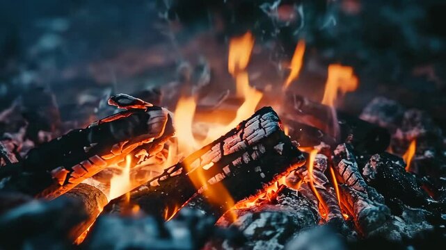 Close up of a campfire