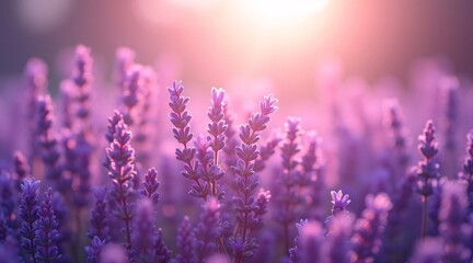 Naklejka premium Lavender Flowers in Full Bloom with a Dreamy Background