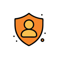 A person icon enclosed within a shield, representing security and protection.