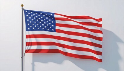 American Flag Waving Proudly Against a Bright White Background