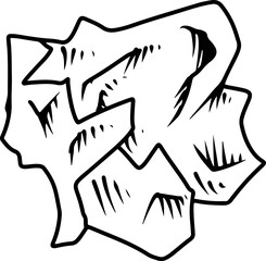 Crumpled paper line drawing illustration  