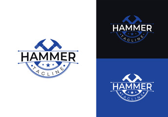This is a badge hammer logo. This logo is suitable for construction, workshop, blacksmith and the likes.