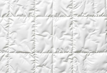 Obraz premium Close-up of white patchwork quilt squares, textured fabric , detail, shabby chic