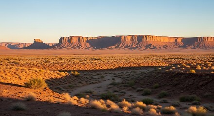 Monument Valley Navajo Tribal Park Scenic Desert Landscape with Golden Light