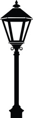 Vintage Street Lamp Silhouette with Ornate Ironwork