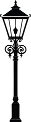 Vintage Iron Streetlamp Silhouette with Detailed Features