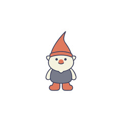 Dwarf Gnome Vector Icon Fantasy Character Design on White Background.