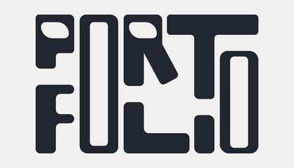 Portfolio word text vector custom typography illustration isolated banner