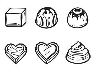 Simple Line Chocolate Icon Set