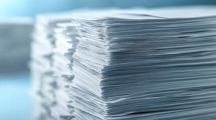 Tall stacks of disorganized papers represent data overload and the urgent need for efficient archiving and digital solutions. A visual metaphor for information chaos and organizational pressure.

