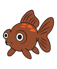 Big Eyed Brown Goldfish Cartoon