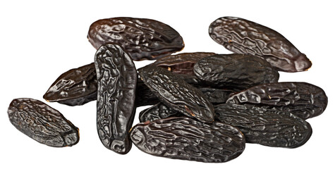 Black Tonka beans isolated on white background.
