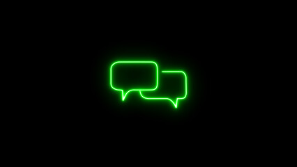 Fototapeta premium Glowing Messages chat bubble speech typing dialogue copy space icon black background.