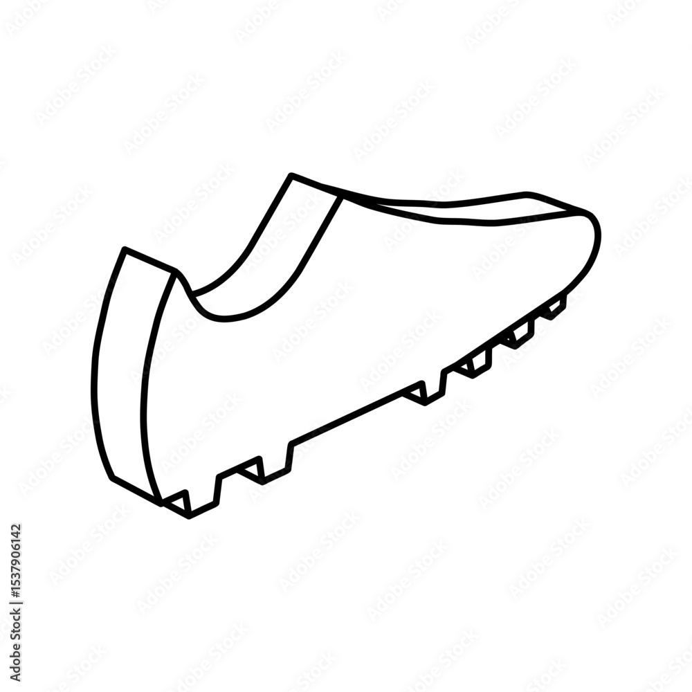 Poster the outline of a large football boot symbol is made with black lines. 3d view of the object in persp