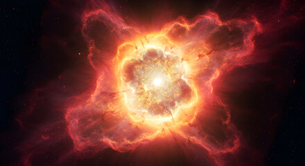 Vibrant Nebula Illustration: A Cosmic Display of Red and Orange Hues