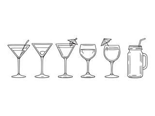 Minimalist Cocktail Outline Drawing