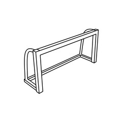 The outline of a large football goal symbol is made with black lines. 3D view of the object in perspective. Vector illustration on white background