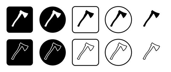 Icon set of ax symbol. Filled, outline, black and white icons set, flat style.  Illustration on transparent background