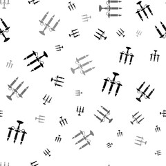 Seamless vector pattern with candlestick with candles symbols, creating a creative monochrome background with rotated elements. Illustration on transparent background
