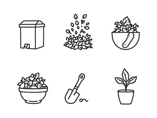 Composting Line Art Illustration Pack
