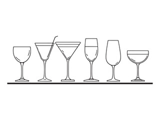 Simple Cocktail Glass Outline Art