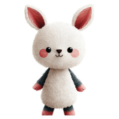 Tiny lamb concept. Cute and fluffy cartoon rabbit character with a charming smile.