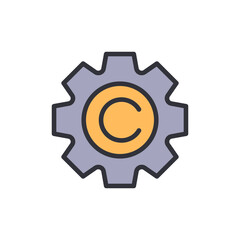 Symbolic Copyright Gear Icon On Transparent Background For Design Project
