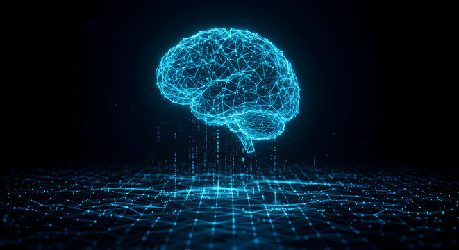 Futuristic Glowing Brain Depicting Artificial Intelligence and Neural Networks