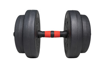 black with red dumbbell isolated on white background. transparent png