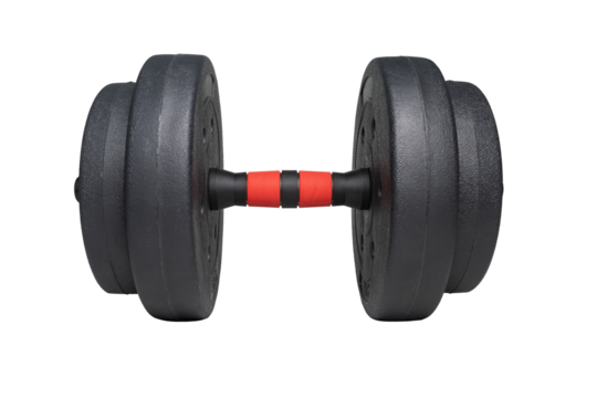 black with red dumbbell isolated on white background. transparent png