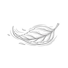 Stylized Single Leaf with Wind Swirls in Minimalist Line Art Style