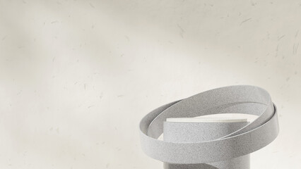 blank mockup marble texture curved cylinder podium in landscape curved decoration, rendering 3d