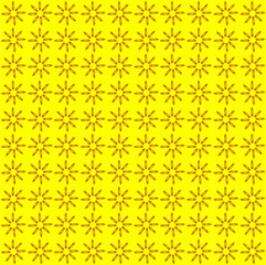 A radiant tile pattern featuring repetitive floral motifs in warm yellow and earthy brown tones, evoking feelings of sunshine, tradition, and cheerful decorative symmetry.