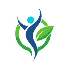 green leaf icon.3d digital art logo with a stylized human