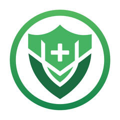 shield with crossflat vector logo design for a medical tech brand 