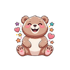 Aesthetic Korean Bear Sticker PNG