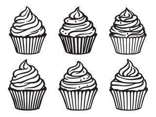 cupcake elegant line art