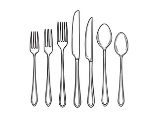 cutlery classic line art