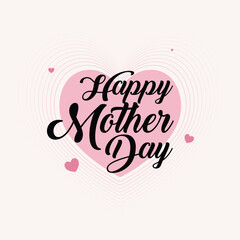 beautiful happy mother's day typography with decorative flowers and hearts. versatile design for creating cards, posters, and heartfelt digital messages.