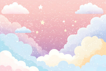 Pastel sky clouds stars background
