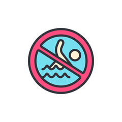 Depicts Symbol Indicating Prohibition Of Swimming Activities In Water