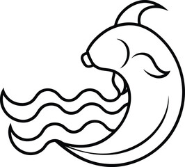 Japanese Koi Fish Inspired Wave Design with Elegant Line Flow Representation