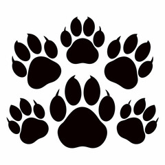 Vector Footprint Icons Set – Pet Dog Cat Bear Animal Tracks in Black Style
