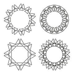 Circular ring icon. Repeating petal shape. Geometric symmetry vector. Mandala style design.