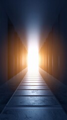 Bright Future Path Illuminated Corridor Leading to Light.