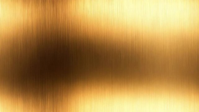 Brushed gold metal texture background with vertical lines and reflective surface featuring shiny gradient effect and warm elegant metallic surface for design and decoration