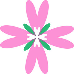 Geometric Retro Risograph Flower Vector Illustration