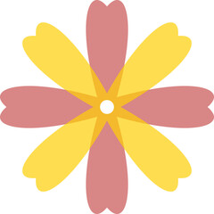 Geometric Retro Risograph Flower Vector Illustration